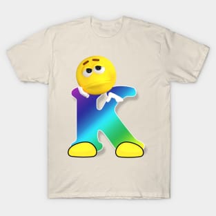 Letter K Alphabet Smiley Monogram Face Emoji Shirt for Men Women Kids T-Shirt